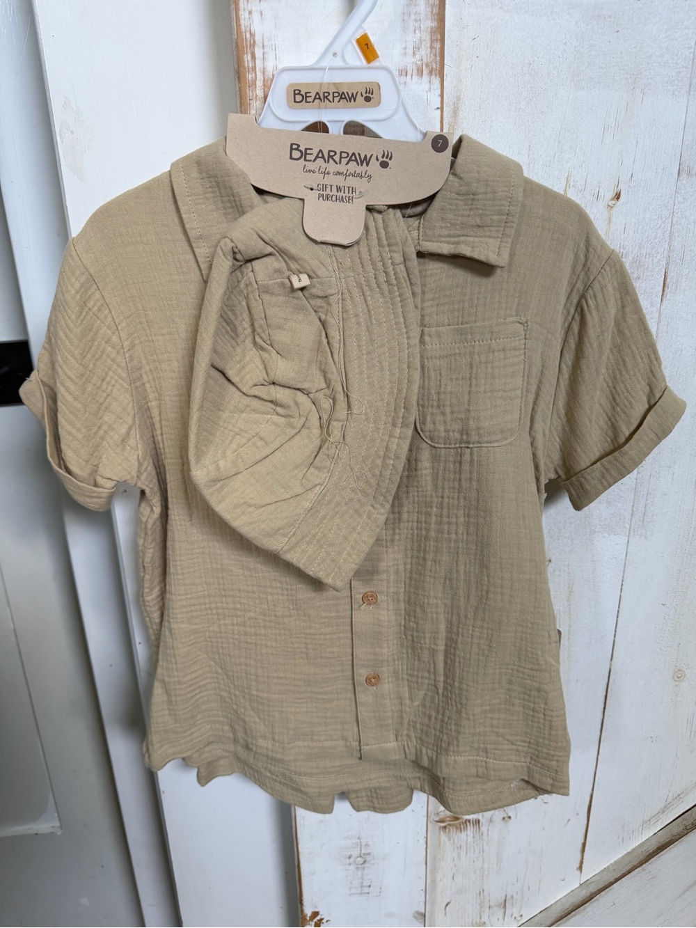 BearPaw Kids Short-Sleeve Button-Front Shirt with shorts and Matching Hat